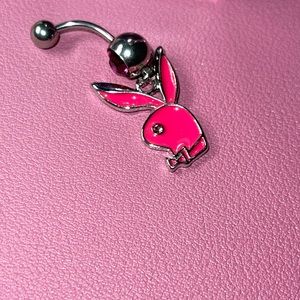 Playboy inspired belly button rings Pink